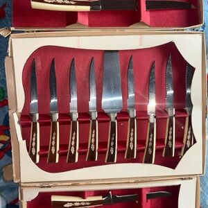 Ivory and Brown Decorative Steak Knife Set - Home Kitchen